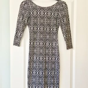 F21 Black & White Patterned Dress, Size S, Forever21